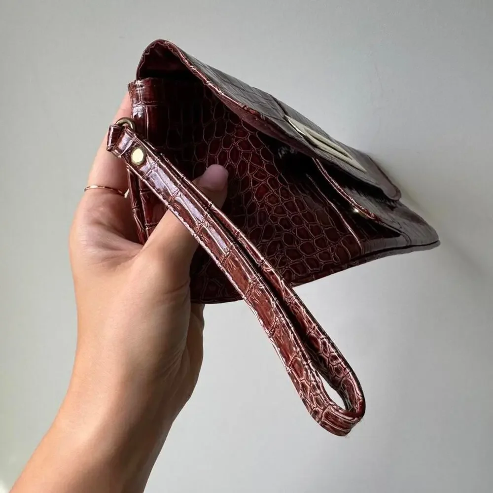 Giannini brown faux croc clutch